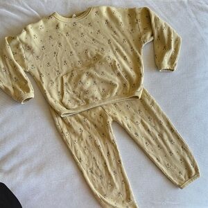 Quincy Mae Yellow tulip Patterned Sweater and Pants Set